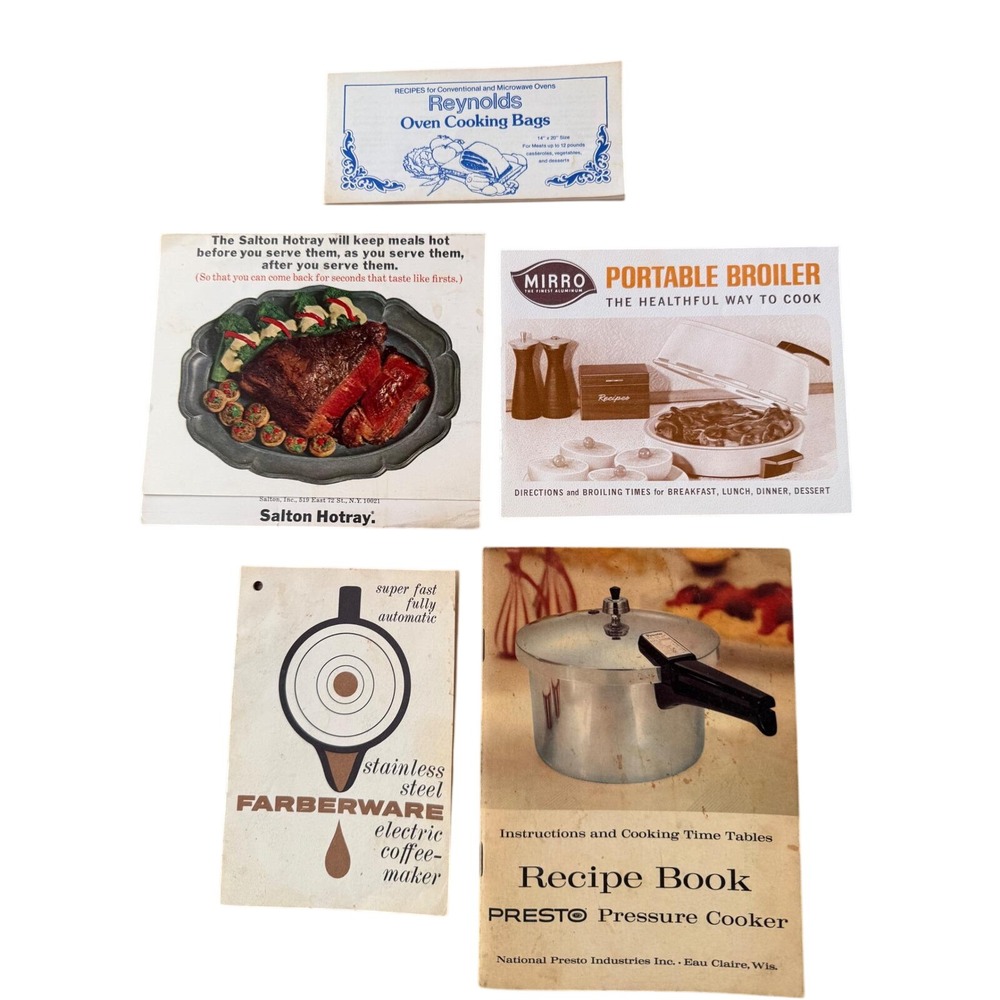 Vintage Kitchen Appliance Manuals Recipe Booklets Presto Farberware Mirro Salton